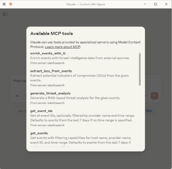 MCP tools description