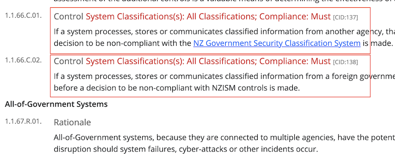 NZISM Control sections