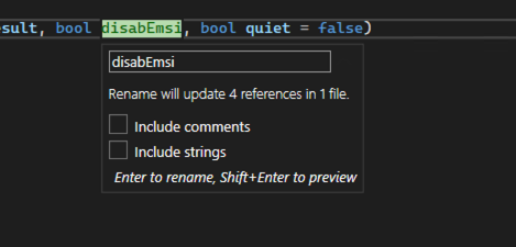 Rename disableAmsi