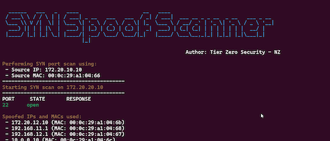 Using SYN port scans with source IP spoofing for offensive deception